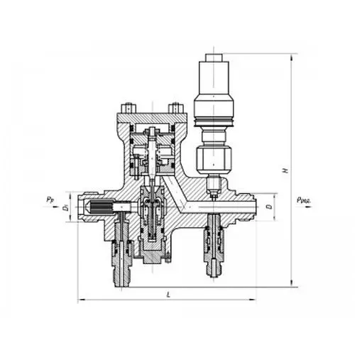 Нержавеющий клапан редукционный проходной штуцерный 525-0344 (ИТШЛ.49317106) 